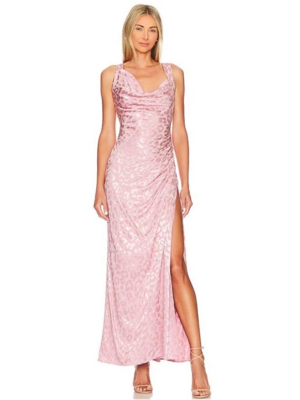 Tularosa Leah Maxi Dress Side Slit Back Tie Dusty Pink Small